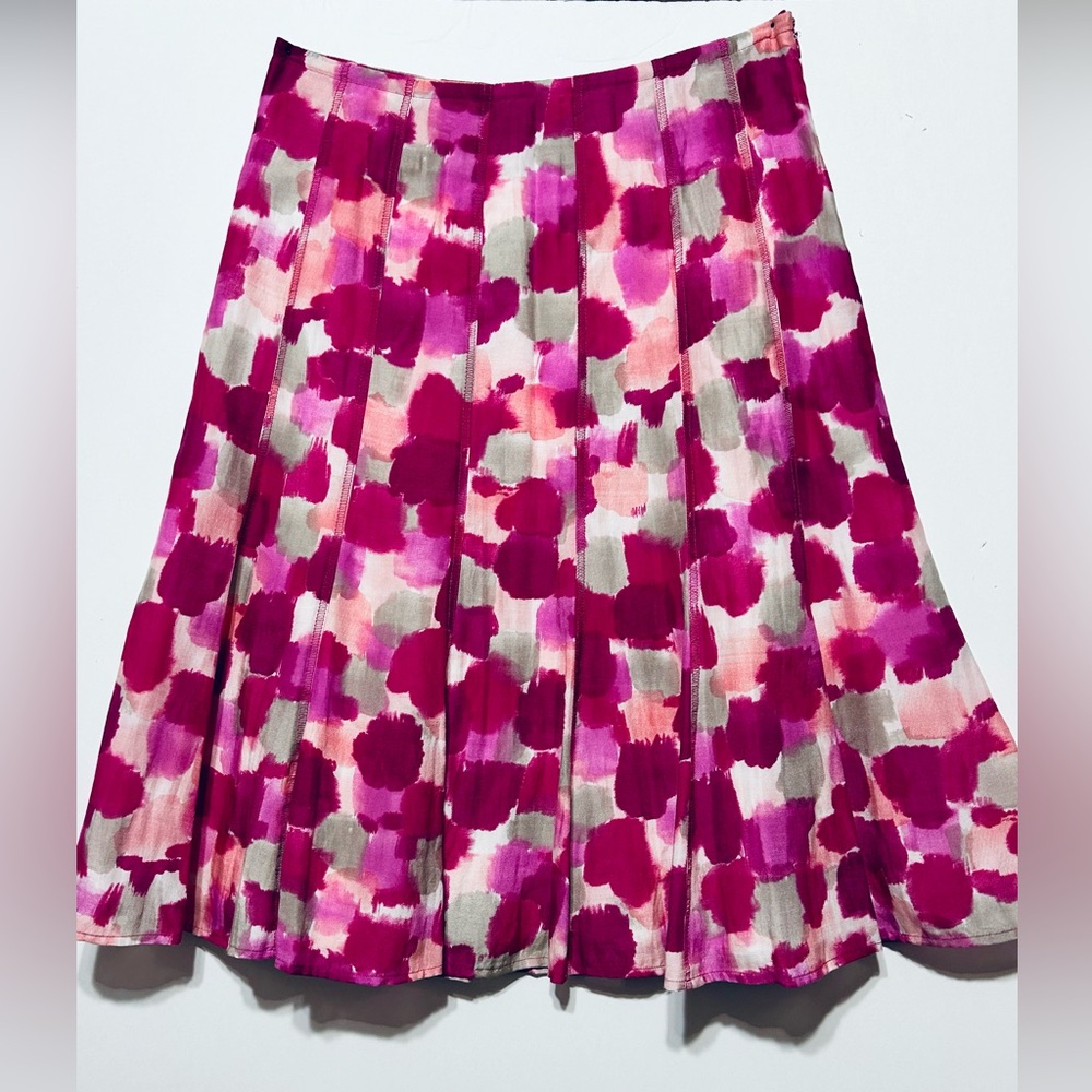 Color Splashed Pleated Panel Skirt